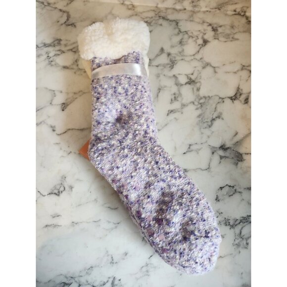 Lixl Womens Popcorn Knit Slipper Socks With Sherpa Lining & Non-Slip Soles - Picture 2 of 5